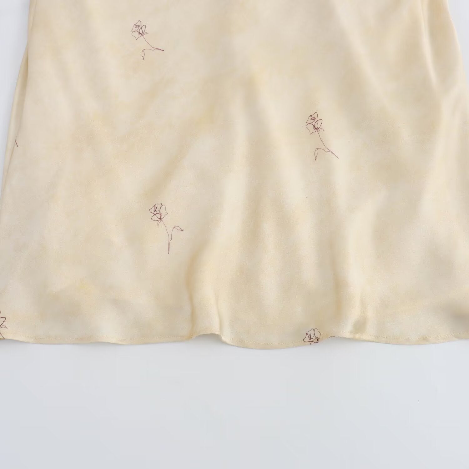  Printing Dress Spring Women Silk Satin Texture Printing Dress