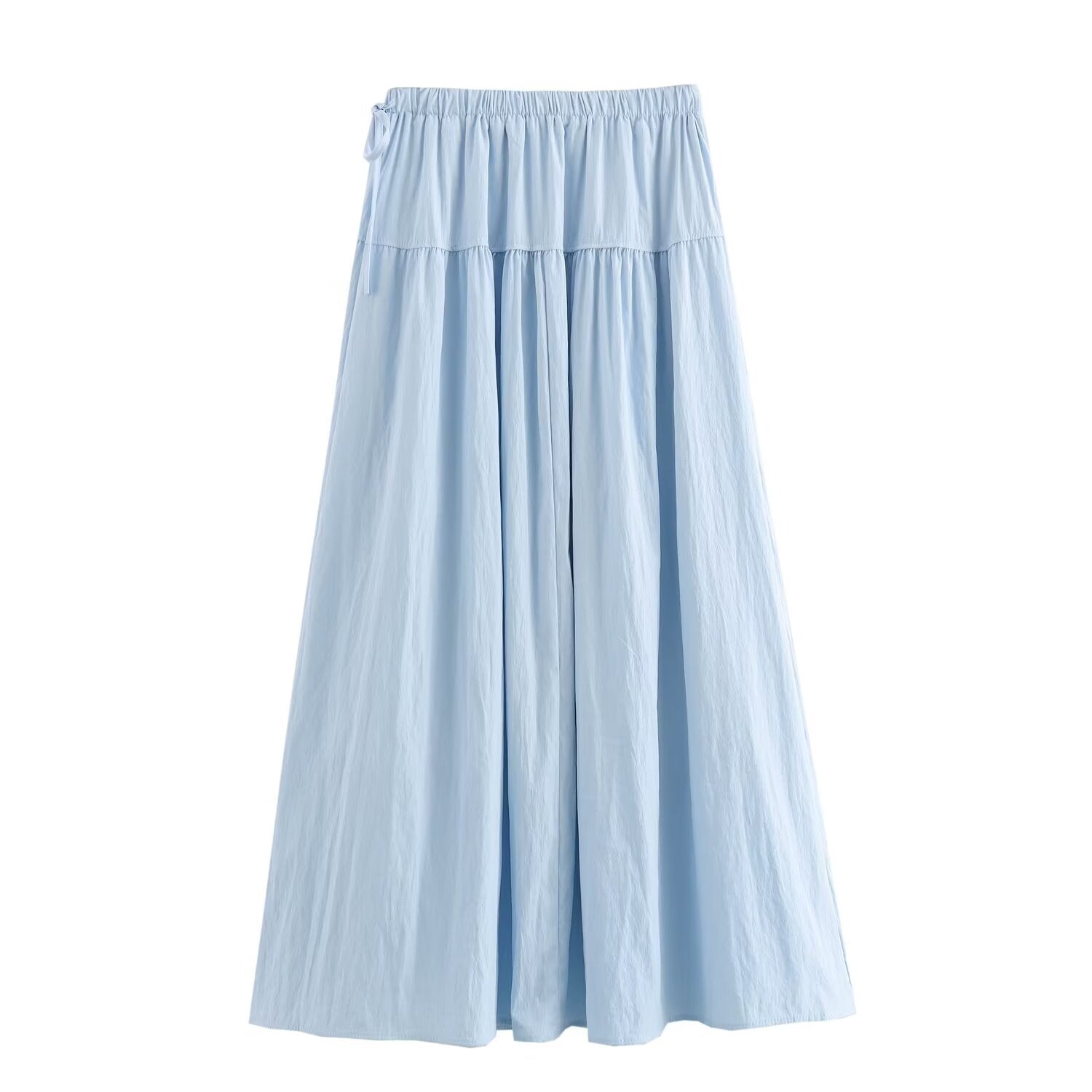 Slimming Skirts Spring Women Solids Color Elastic Waist Bow main Midi.
