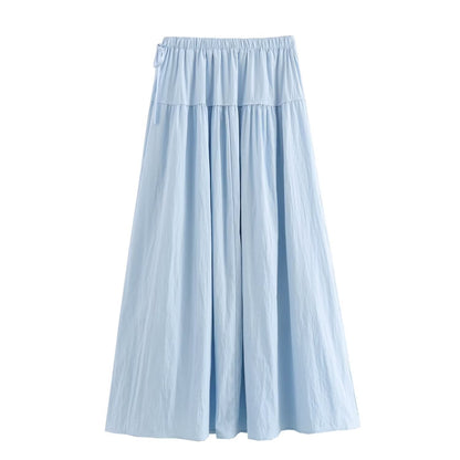 Slimming Skirts Spring Women Solids Color Elastic Waist Bow main Midi.