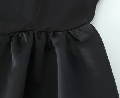 Maxi Dress Women Solid Color Frill Straped Slim Patchwork Casual Sling