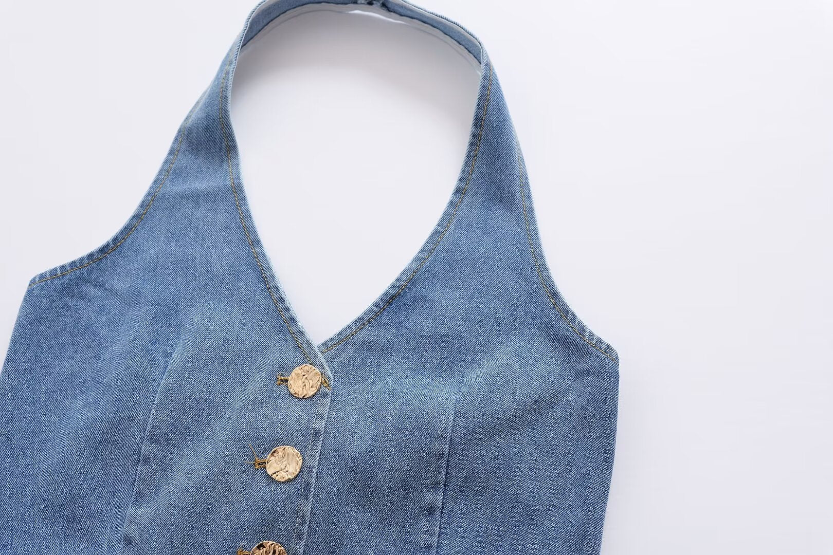 Backless Mini Dress Light Wash Faded Vintage Bodycon Sleeveless Denim.