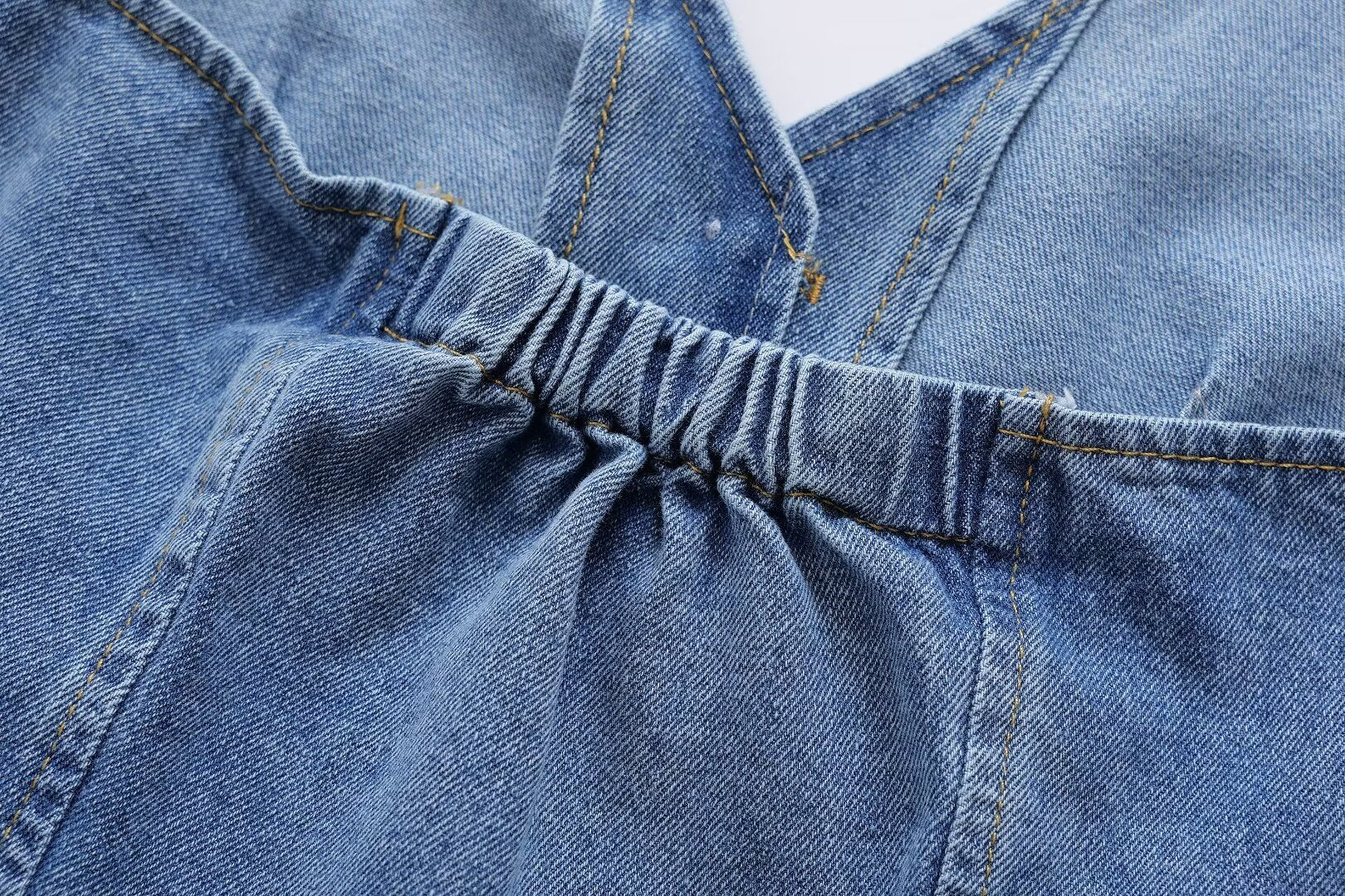 Backless Mini Dress Light Wash Faded Vintage Bodycon Sleeveless Denim.