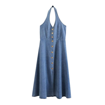 Backless Mini Dress Light Wash Faded Vintage Bodycon Sleeveless Denim.
