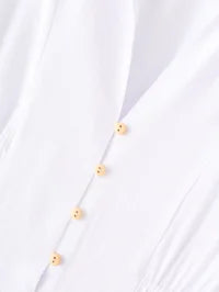 Summer Midi Dress Shirt Office Elegant Solid Color Simple Dress Women.