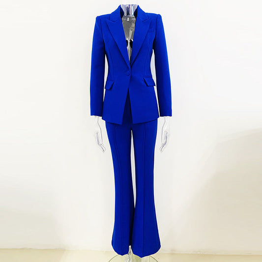 Business Wears One Button Cloth Cover Suit Bell Bottom Pants Two Piece