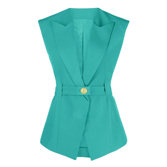 Summer High End Belt Sleeveless Slim Fit Office Women Business Vest