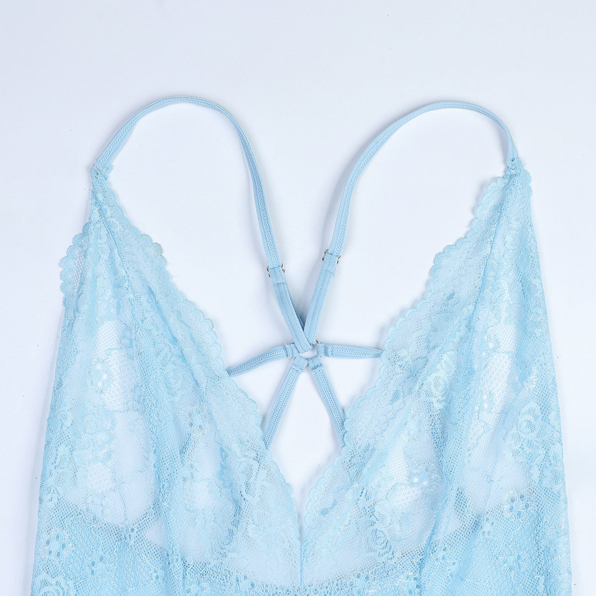 sexy lace lingerie Light Blue French Thin Lace Underwear Sexy V neck 