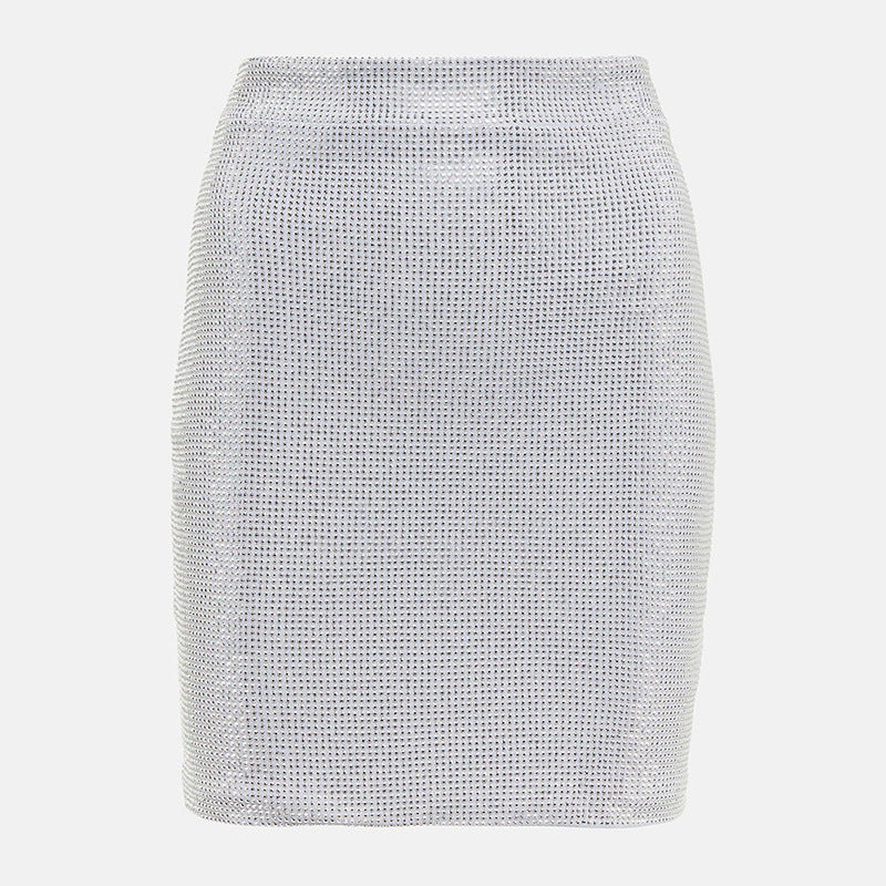   Knitted Top  Net Yarn Stitching Drilling Top Drilling Skirt