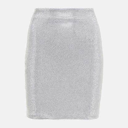   Knitted Top  Net Yarn Stitching Drilling Top Drilling Skirt