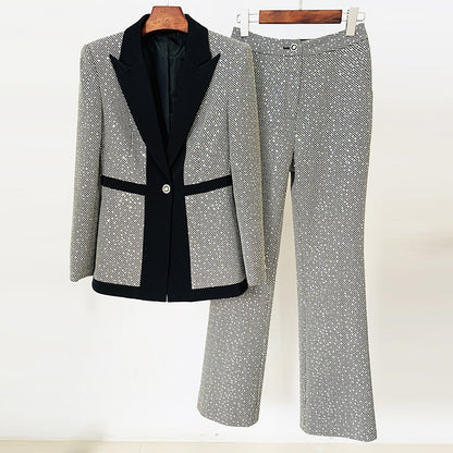 Elegant Sequ Small Plaid Colorblock Work Pant