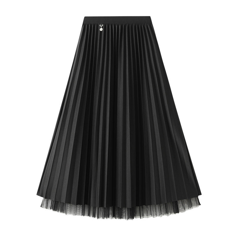 Skirt Double Sided Pleated Skirt A Line Skirt Belly Covering Skirt