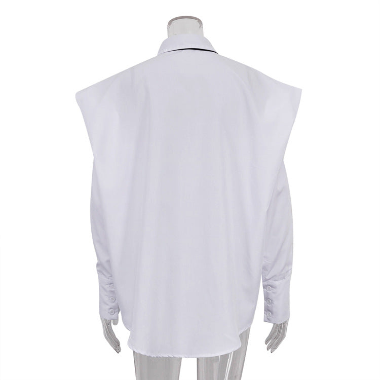 Autumn Women Long Sleeved Collared Shirt Women Niche Tie White Shirt
