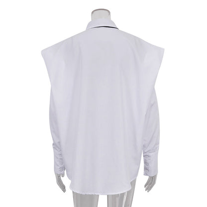 Autumn Women Long Sleeved Collared Shirt Women Niche Tie White Shirt