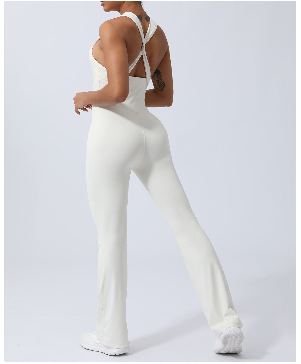 Skinny Yoga Sports Workout Clothes Belly Shaping Micro Yoga Jumpsuit. 