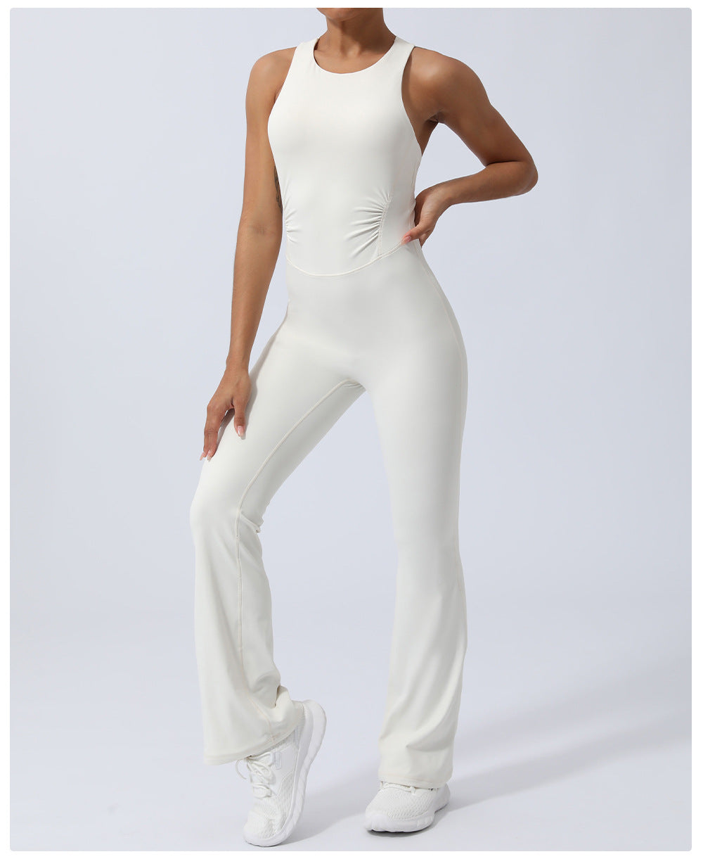 Skinny Yoga Sports Workout Clothes Belly Shaping Micro Yoga Jumpsuit. 