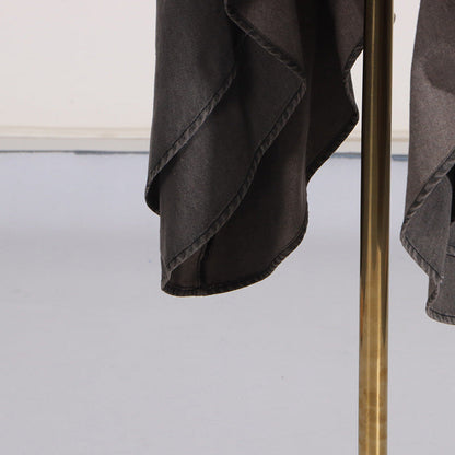 skirt high waist Ruffles Distressed Design Pleated Skirt for Women