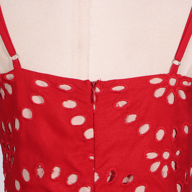 Straps Maxi Dress Slim Fit Slimming Embroidered Crocheted woman Dress.