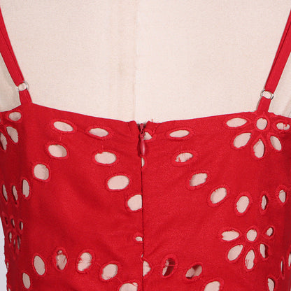 Straps Maxi Dress Slim Fit Slimming Embroidered Crocheted woman Dress.