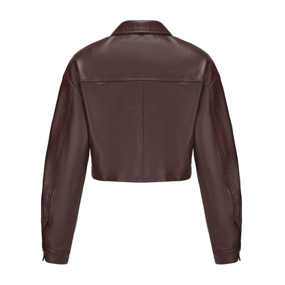 Leather Clothing Long Sleeved Spring Autumn Loose Casual Short Jacket.