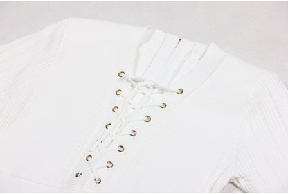 V Neck Summer Online Celebrity Lady Drawstring Cinched Slimming Short.