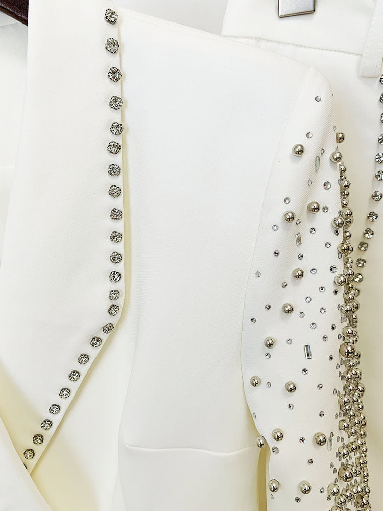 Heavy Industry Beads Diamond Blazer Split Trousers Suit