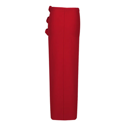 woman dimensional floral bandage skirt sexy hem split party skirt long