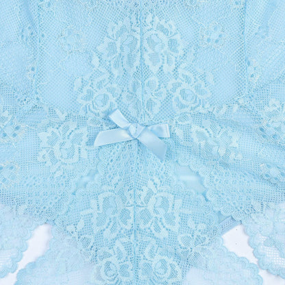 sexy lace lingerie Light Blue French Thin Lace Underwear Sexy V neck 