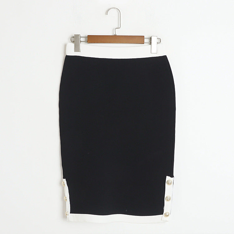 Mid Length Skirt  Set Autumn Winter Light Luxury Round Neck Cardigan 