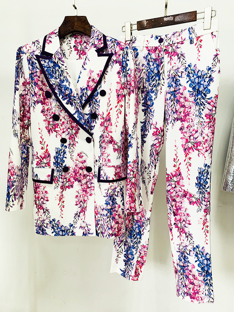 Suit Good Star Digital Printing Mid-Length Skinny Trousers Blazer wear