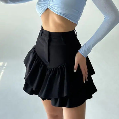 Spring Sexy Texture Black Cotton Linen High Waist Skirt Wildberries Girl Short Skirt