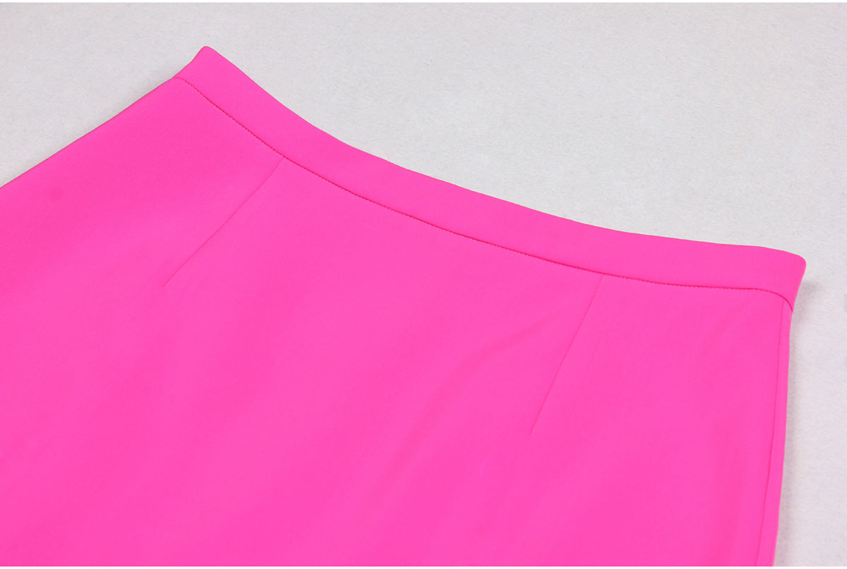 High Ostrich Feather Long Sleeve Slim Fit Office Women Business Skirt Sets