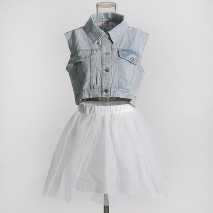 Denim Jacket Suit Personalized Sexy Two Piece Set Casual Suit