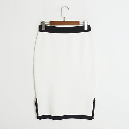 Mid Length Skirt  Set Autumn Winter Light Luxury Round Neck Cardigan 