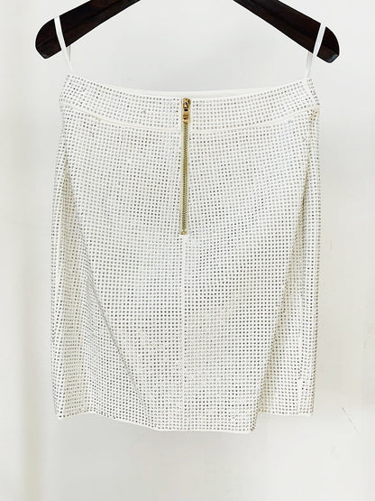   Knitted Top  Net Yarn Stitching Drilling Top Drilling Skirt