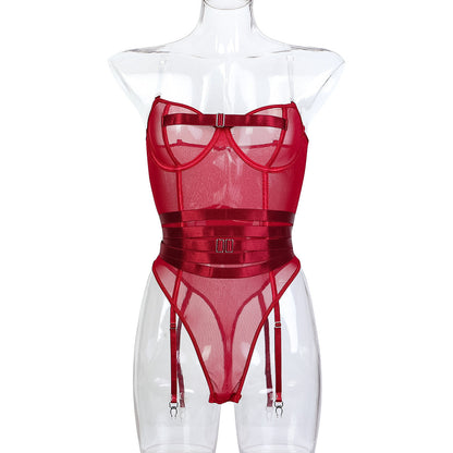 Sexy Underwear Transparent Strap Corset Type Belly Belt Tight Jumpsuit