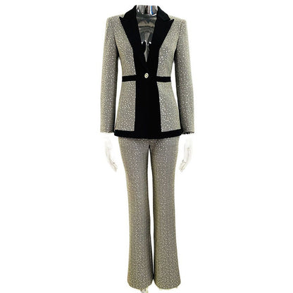 Elegant Sequ Small Plaid Colorblock Work Pant