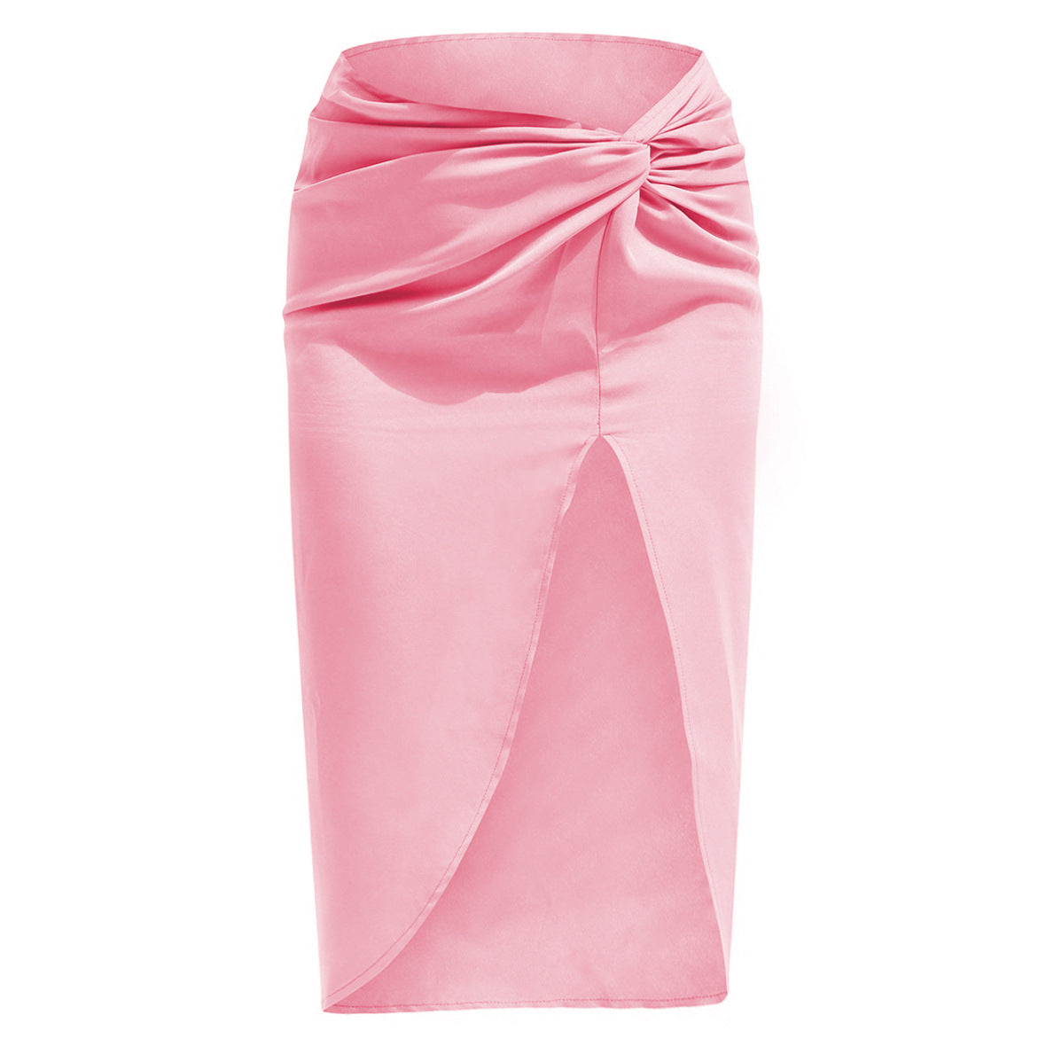 Long Skirt High Waist French Twist Skirt Sexy Satin Split with Zipper