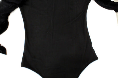 Mesh Jumpsuit Fall Women Clothing round Neck Stitching Long Sleeves