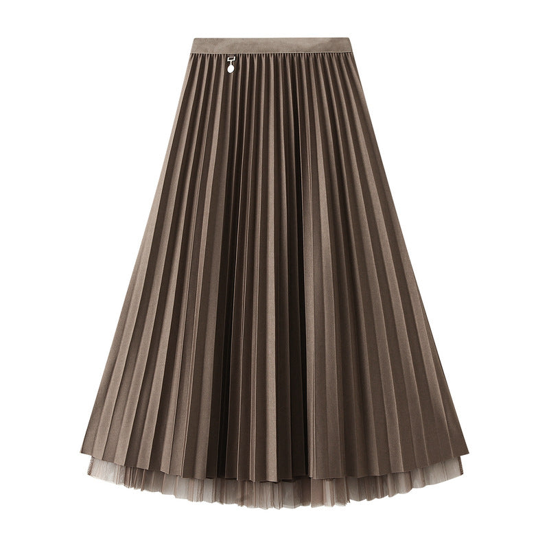 Skirt Double Sided Pleated Skirt A Line Skirt Belly Covering Skirt