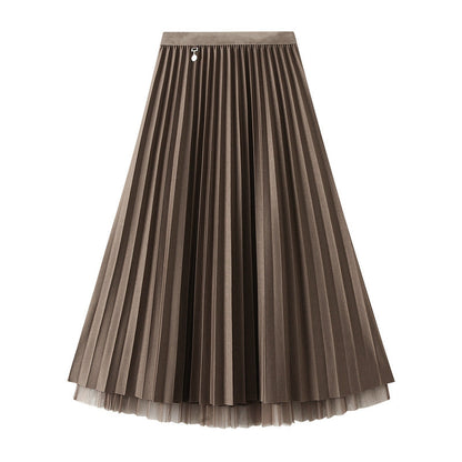 Skirt Double Sided Pleated Skirt A Line Skirt Belly Covering Skirt