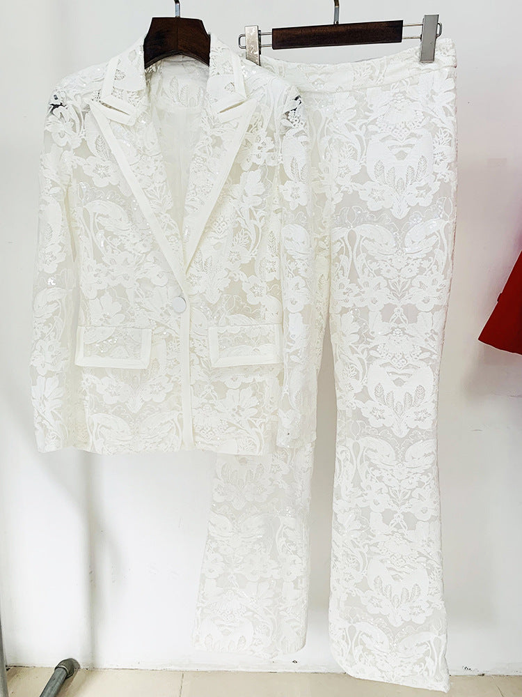 embroidery sequined blazer 