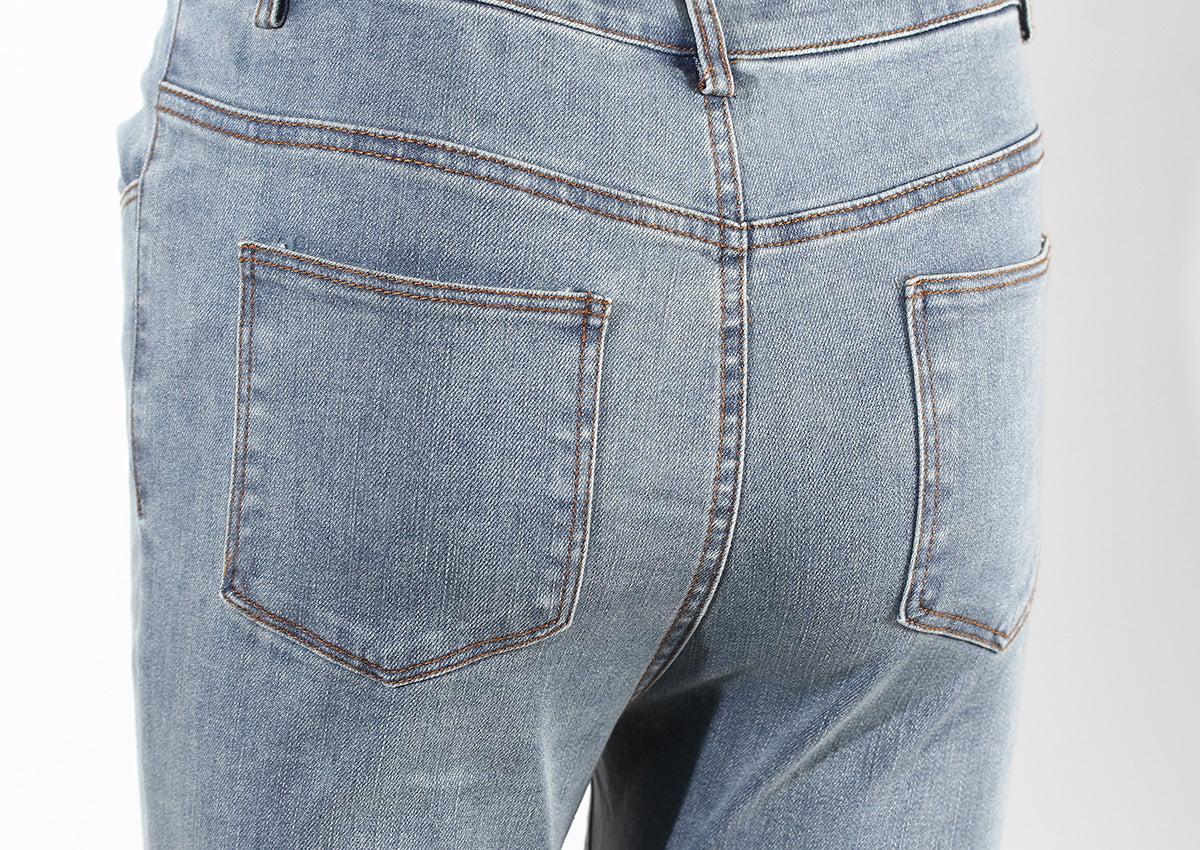 Bottom Pants Design Trousers Jeans Chic Stitching Ostrich Bell Trendy.