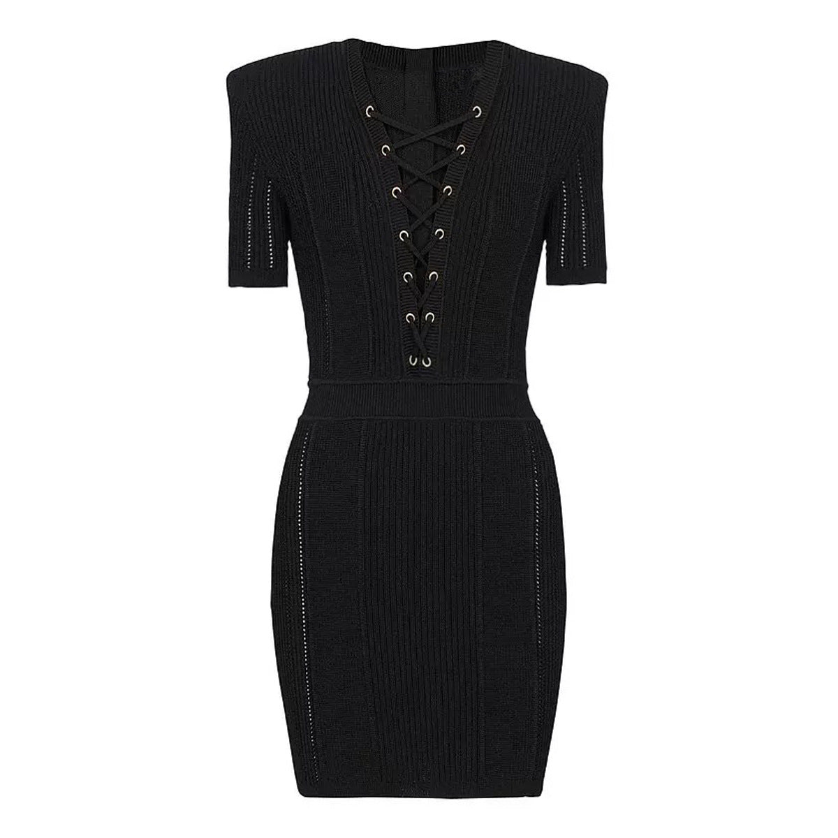 V Neck Summer Online Celebrity Lady Drawstring Cinched Slimming Short.