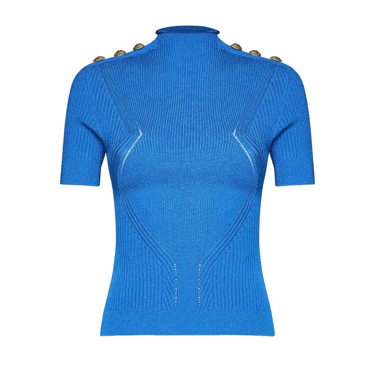 Summer Women Classic High Quality Shoulder Button Short Sleeve