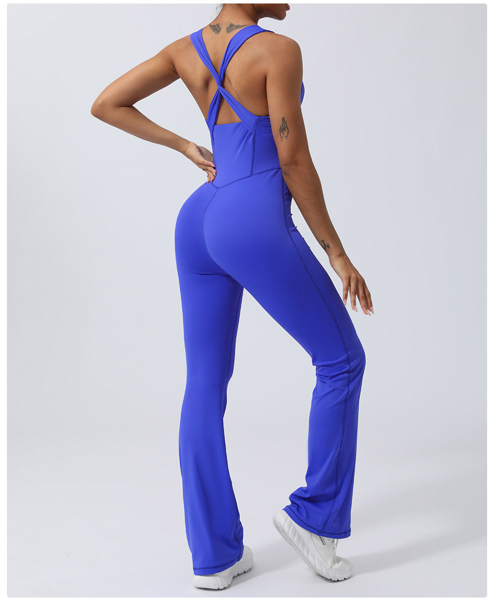 Skinny Yoga Sports Workout Clothes Belly Shaping Micro Yoga Jumpsuit. 