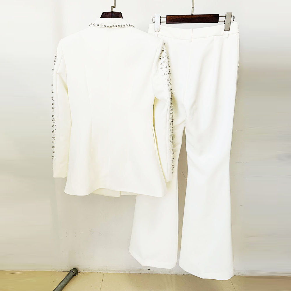 Heavy Industry Beads Diamond Blazer Split Trousers Suit