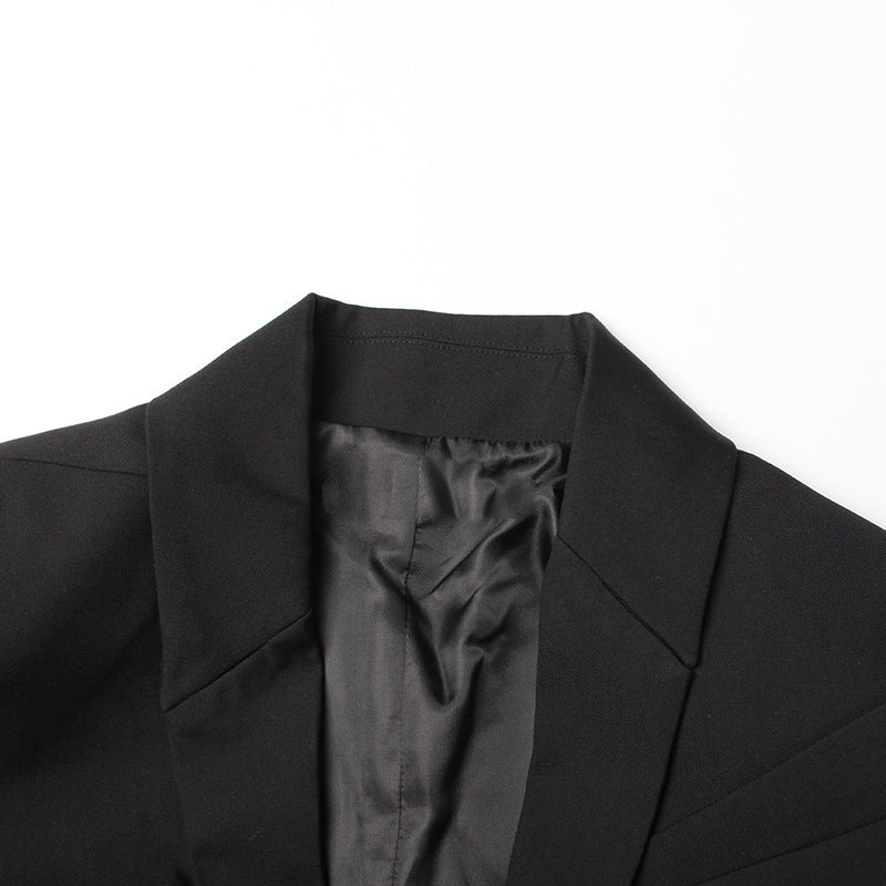 Blazer Boning Corset Waist Mesh Stitching See Through midlength design
