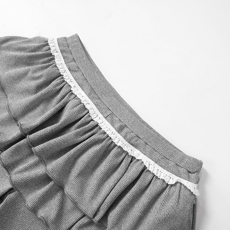 Women Summer pants Sweet Spicies Ruffled layered Culottes Lace Shorts.