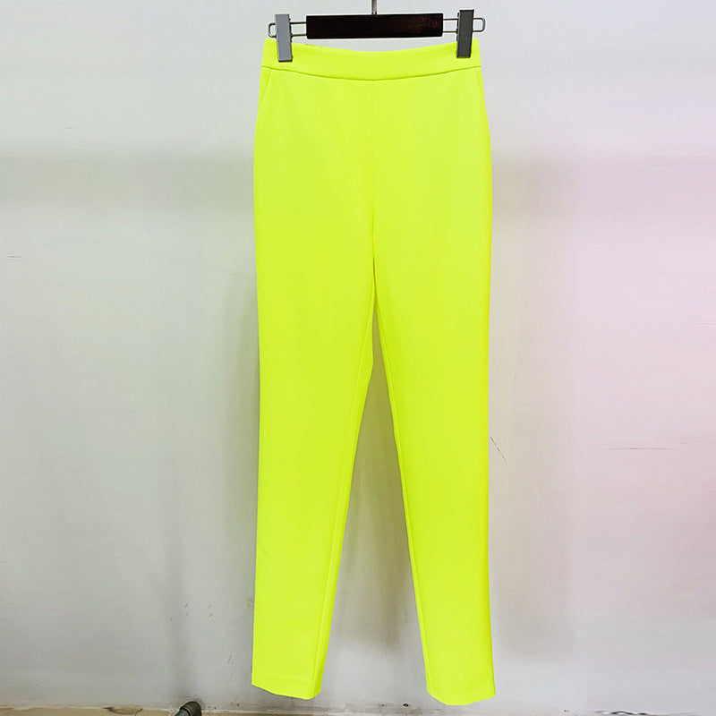 Blazer Cool Profile Shrug Double Breasted Mid Length Fluorescent Yellow