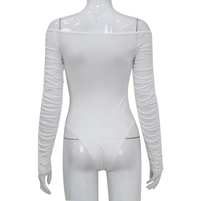 Jumpsuit for Women Clothing off Shoulder Crumple LongSleeve High Waist